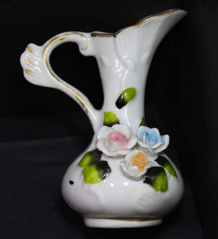 Miniature Jug with Flower Decoration Made In Taiwan