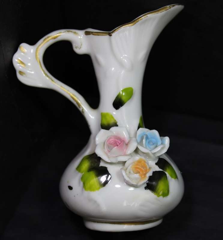 Miniature Jug with Flower Decoration Made In Taiwan