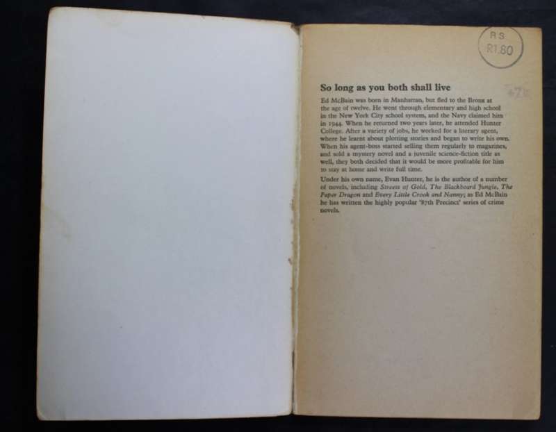Ed McBain So Long as You Both Shall Live an 87th Precint Novel Softcover Book