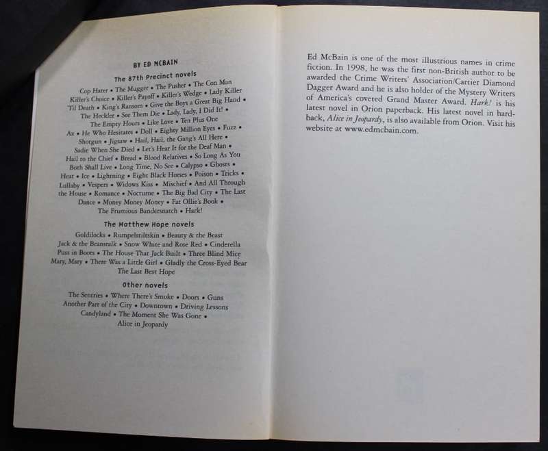 Ed McBain Hark an 87th Precint Novel Softcover Book