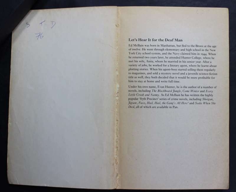 Ed McBain Let`s Hear It For The Deaf Man an 87th Precint Mystery Softcover Book