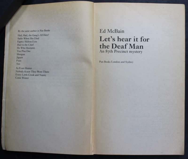 Ed McBain Let`s Hear It For The Deaf Man an 87th Precint Mystery Softcover Book
