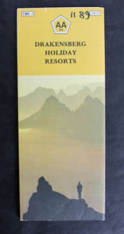 Vintage Folded AA Road Map - Drakensberg Holiday Resorts 1989