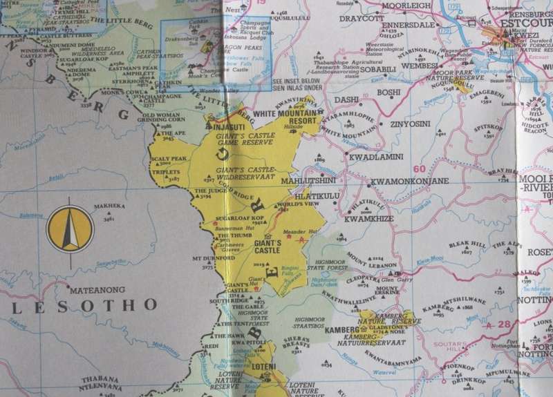 Vintage Folded AA Road Map - Drakensberg Holiday Resorts 1989
