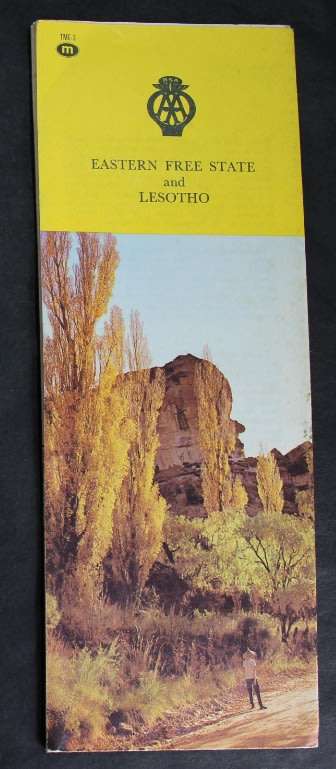 Vintage Folded AA Road Maps - Eastern Free State and Lesotho 1971