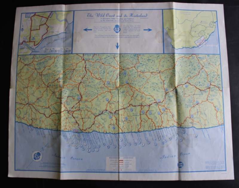 Vintage Folded AA Road Map - Wild Coast & Its Hinterland 1961