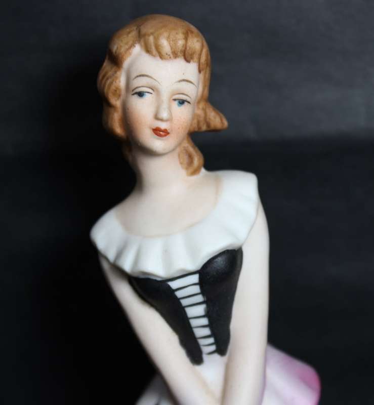 Figurine of Rotating Musical Crinoline Lady with Hound