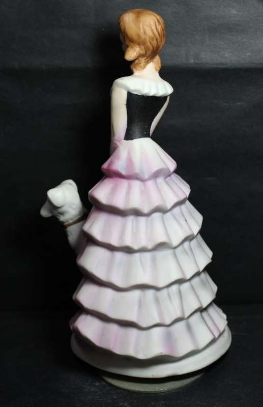 Figurine of Rotating Musical Crinoline Lady with Hound