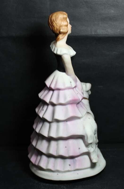 Figurine of Rotating Musical Crinoline Lady with Hound
