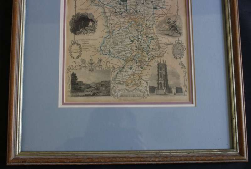 Framed Antique Map of Derbyshire by Thomas Moule 1842