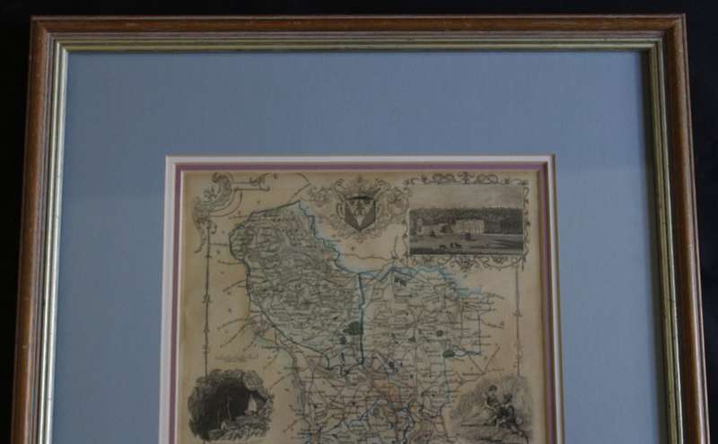 Framed Antique Map of Derbyshire by Thomas Moule 1842