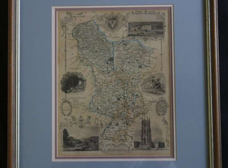 Framed Antique Map of Derbyshire by Thomas Moule 1842