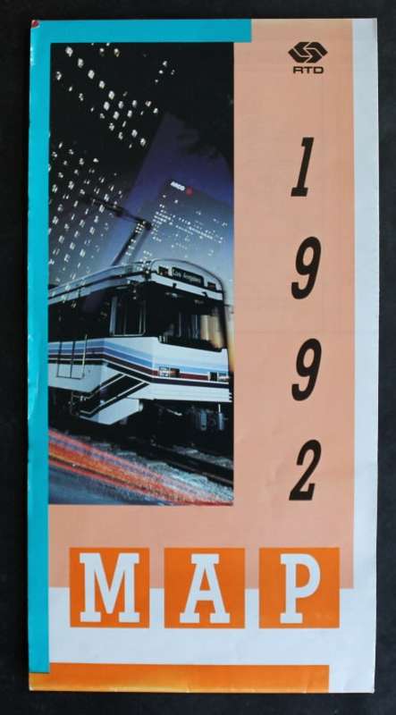 1992 RTD Transit System Southern California Los Angeles Folded Map