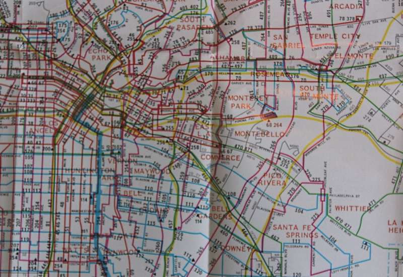 1992 RTD Transit System Southern California Los Angeles Folded Map