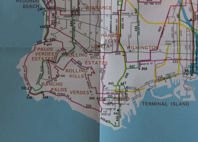1992 RTD Transit System Southern California Los Angeles Folded Map