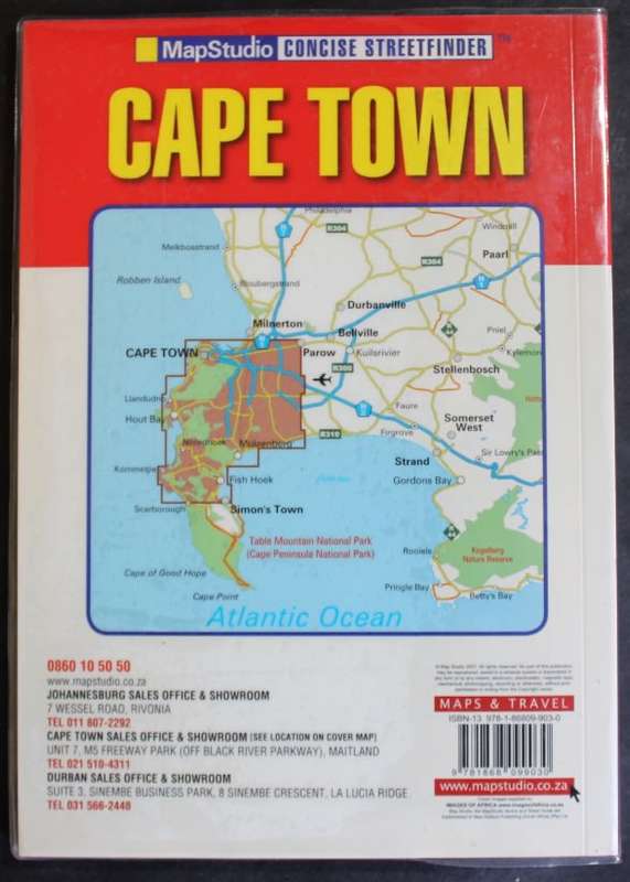Map Studio 7th Edition Cape Town Concise Streetfinder Softcover Book