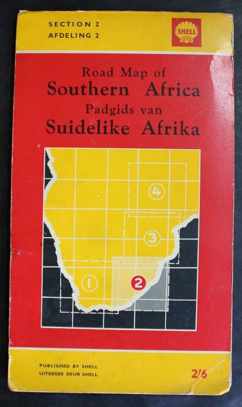 1955 Shell Road Map of Southern Africa Folded Map Section 2