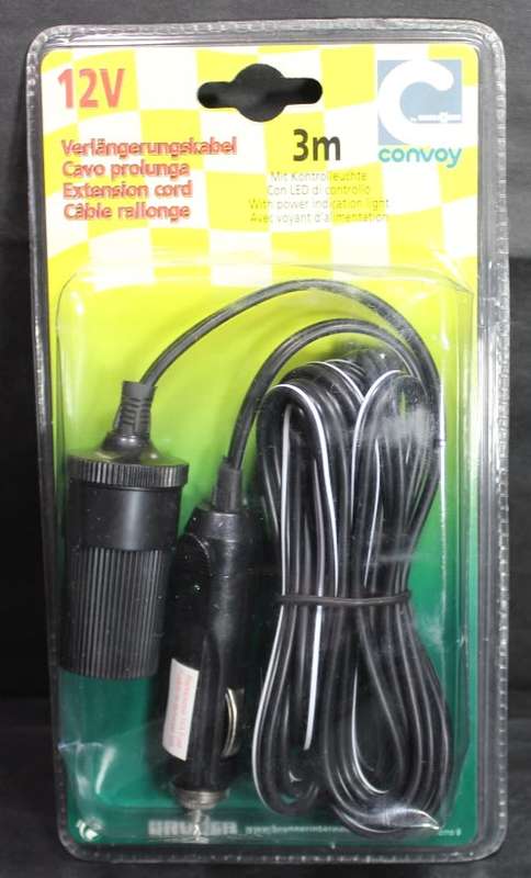 12volt Prolonger Cigarette Lighter Connection 3M Extension Cable by Brunner # 722083N