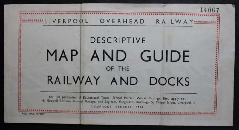 Vintage Folded Map of the Liverpool Overhead Railway 1930`s