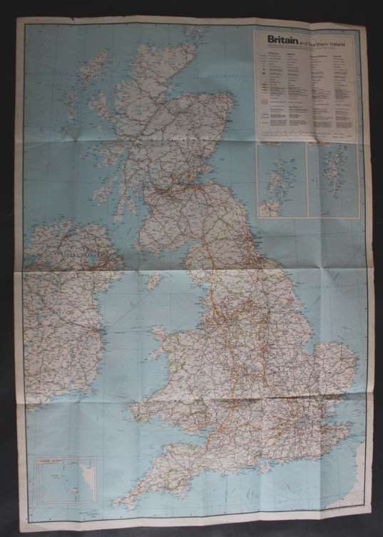 Vintage Folded Map of Britain and Northern Ireland for Tourists 1973