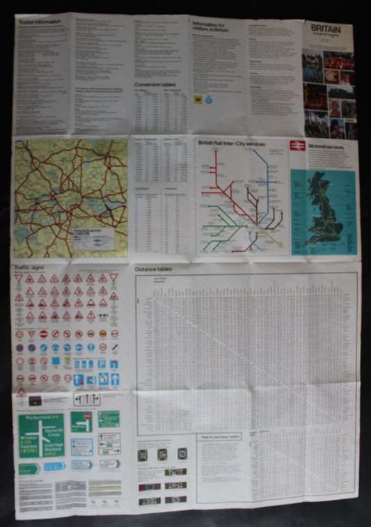 Vintage Folded Map of Britain and Northern Ireland for Tourists 1973