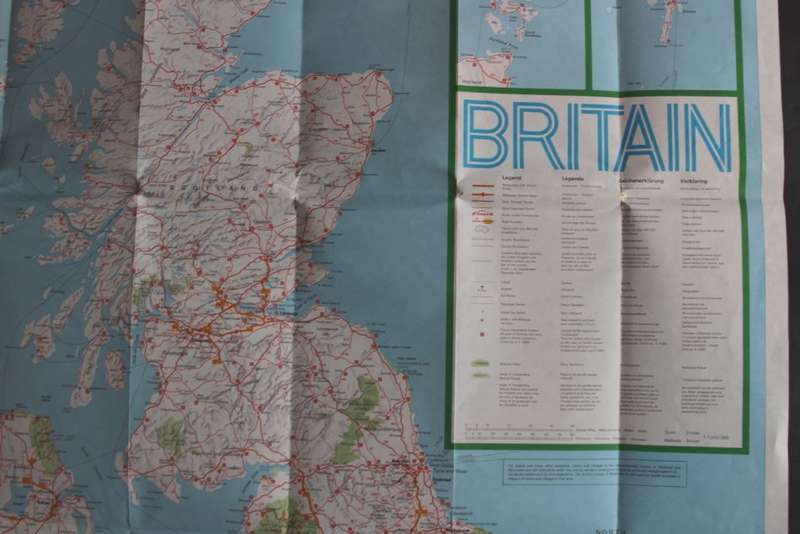 Vintage Folded Map of Britain and Northern Ireland for Tourists 1980