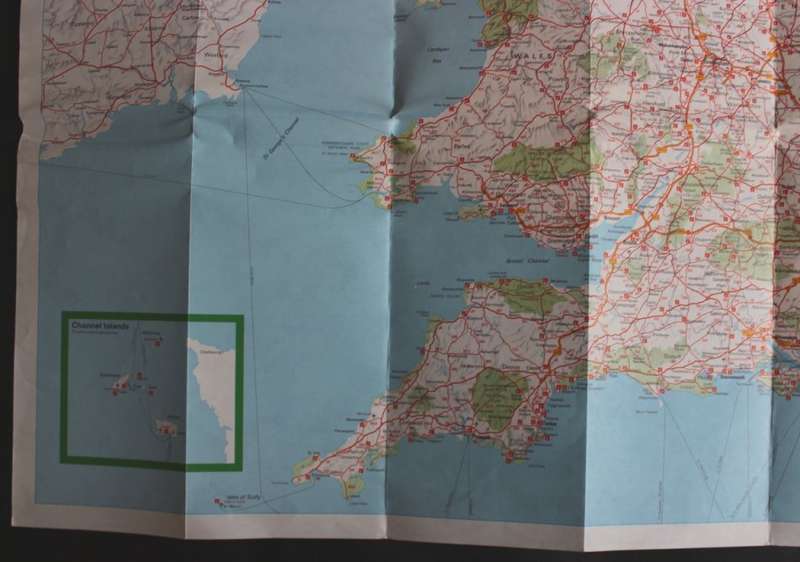 Vintage Folded Map of Britain and Northern Ireland for Tourists 1980