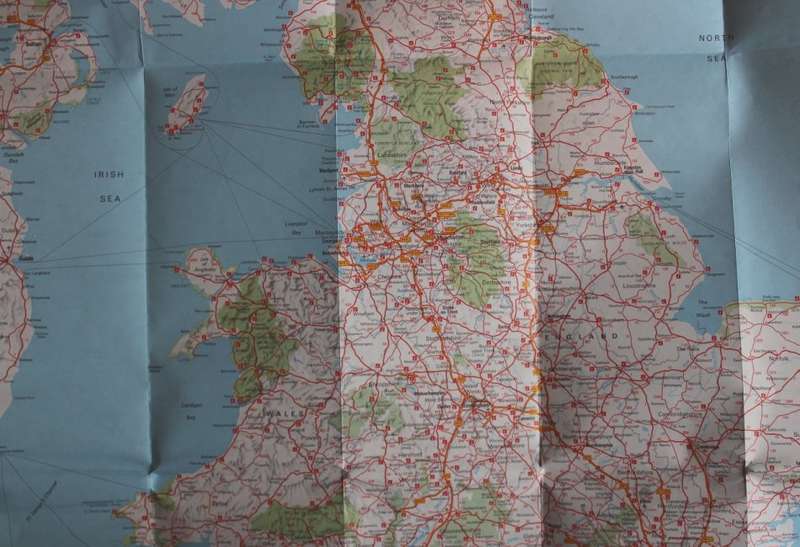 Vintage Folded Map of Britain and Northern Ireland for Tourists 1980