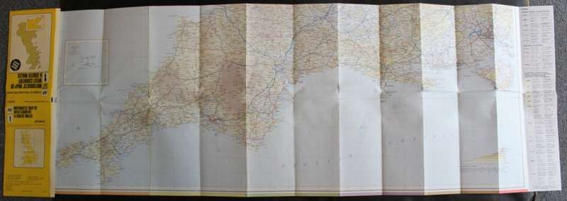 Vintage Folded Map Motorists` Map of West Country & South Wales, #1 First Edition 1977.