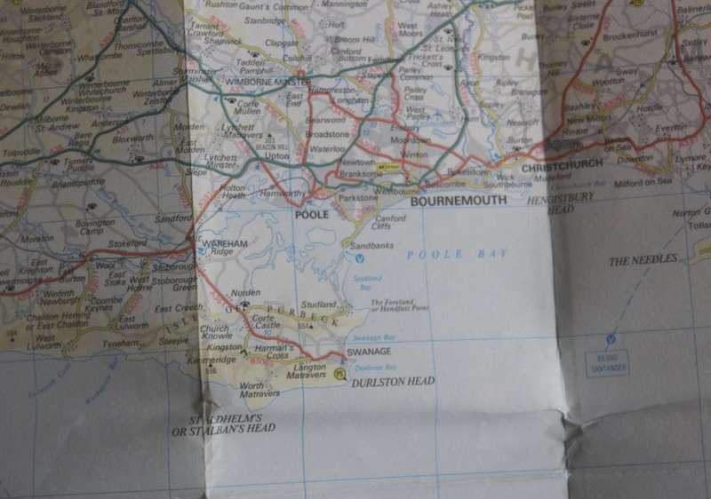 Vintage Folded Map Motorists` Map of West Country & South Wales, #1 First Edition 1977.