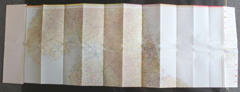 Vintage Folded Map Motorists` Map of Northern England, #4 First Edition 1977