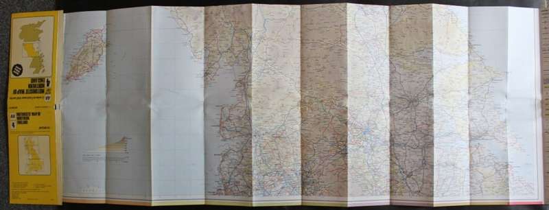 Vintage Folded Map Motorists` Map of Northern England, #4 First Edition 1977