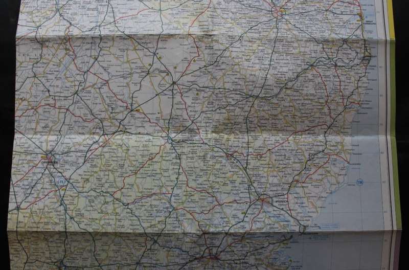 Vintage Folded Map Motorists` Map of South East & East Midlands, #2 First Edition 1977