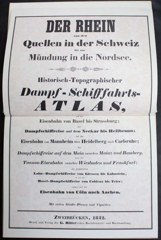 Der Rhein von den Quellen in der Schweiz Topographical Maps Atlas 1976 Reprint from Originals of 184