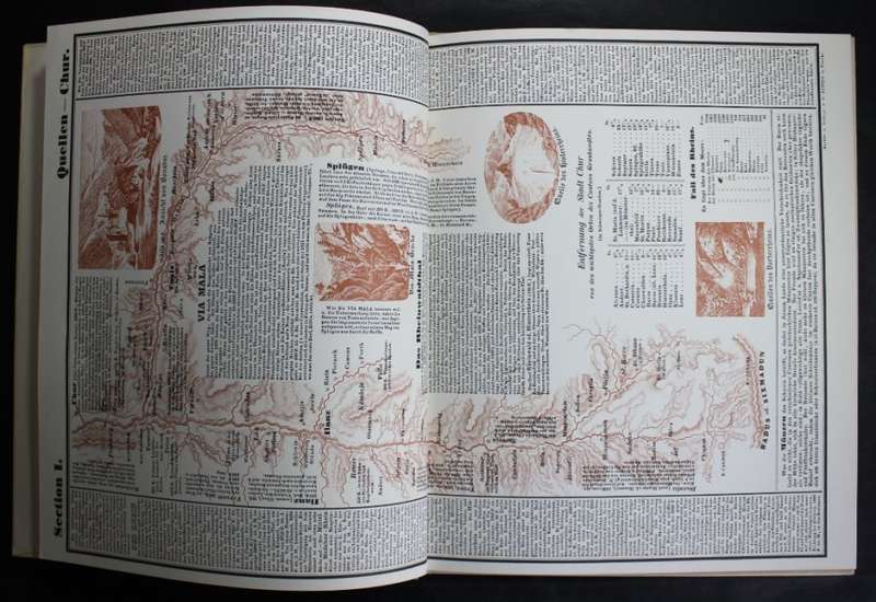 Der Rhein von den Quellen in der Schweiz Topographical Maps Atlas 1976 Reprint from Originals of 184