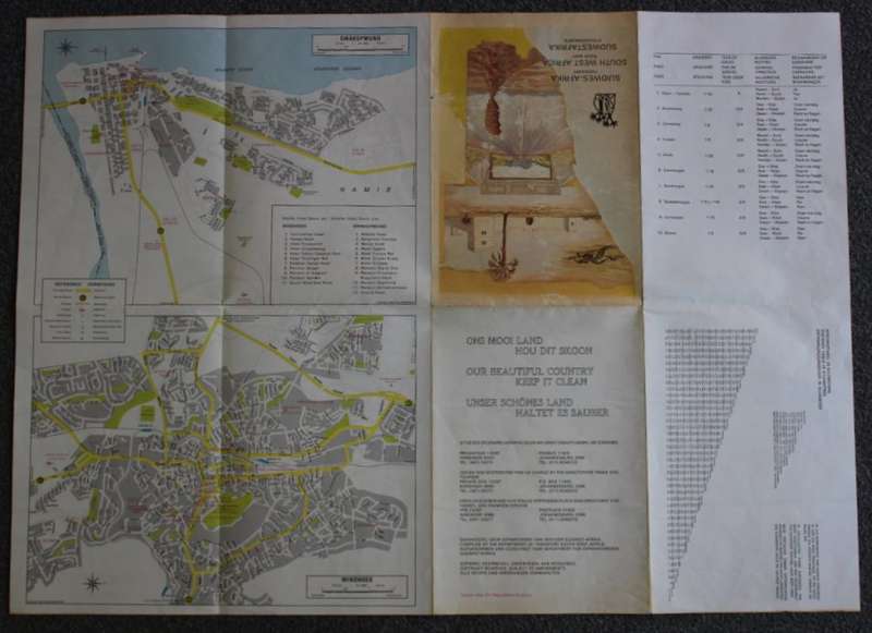 Vintage South West Africa Folded 1986 Road Map