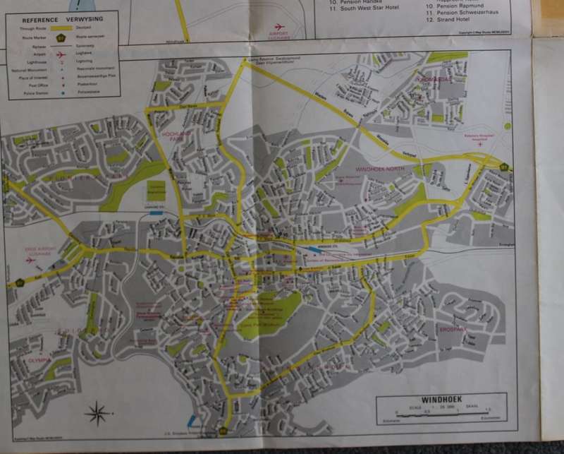 Vintage South West Africa Folded 1986 Road Map