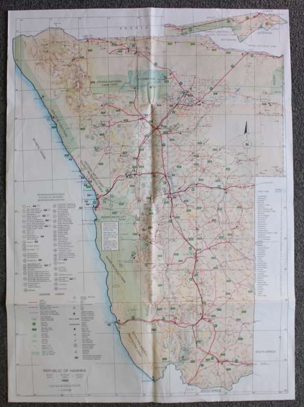 Vintage Namibia Folded 1994 Road Map
