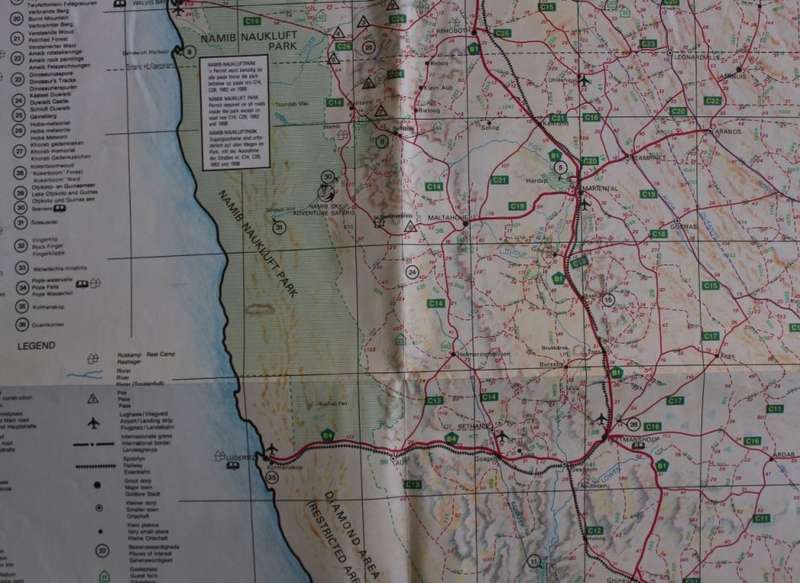Vintage Namibia Folded 1994 Road Map
