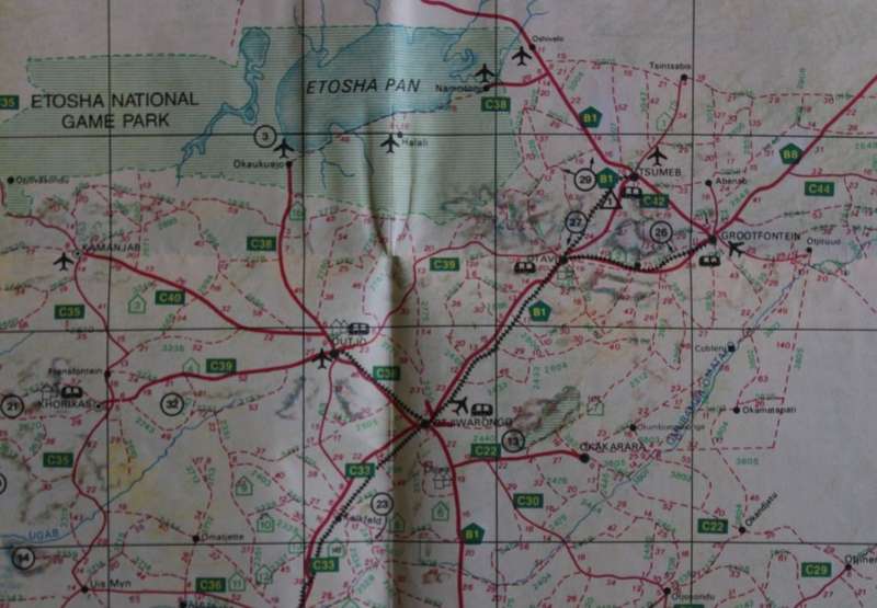 Vintage Namibia Folded 1994 Road Map