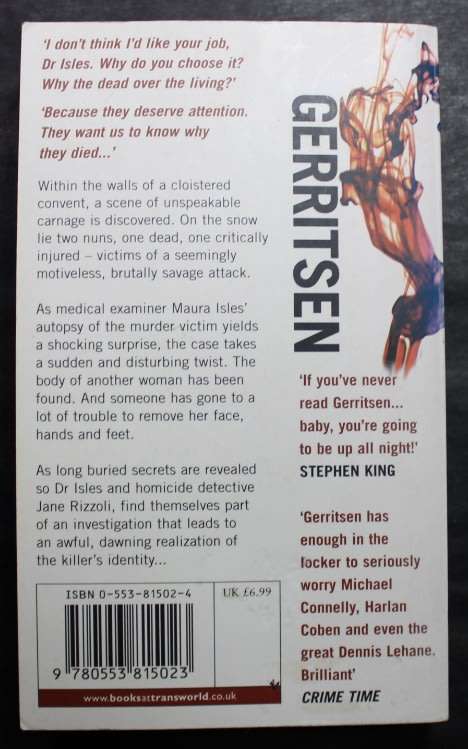 The Sinner by Tess Gerritsen Softcover Book
