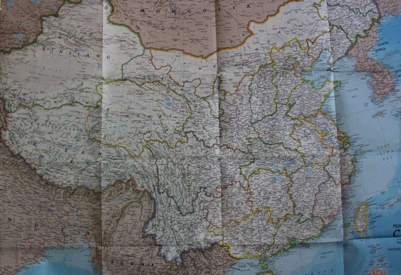 Large National Geographic Folded Map of The Peoples Republic of China July 1980.