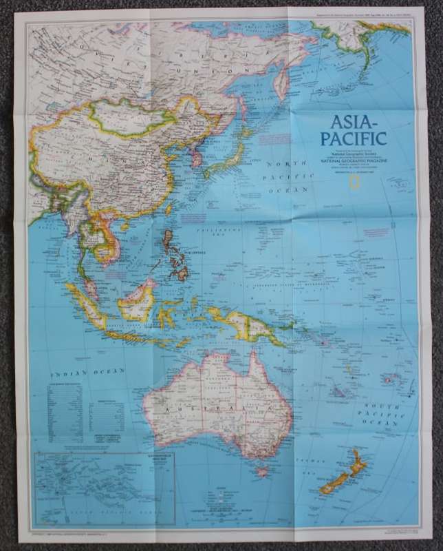 National Geographic Folded Map of Asia Pacific November 1989
