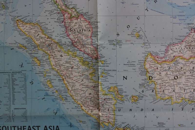 Vintage National Geographic Folded Map of South East Asia December 1968