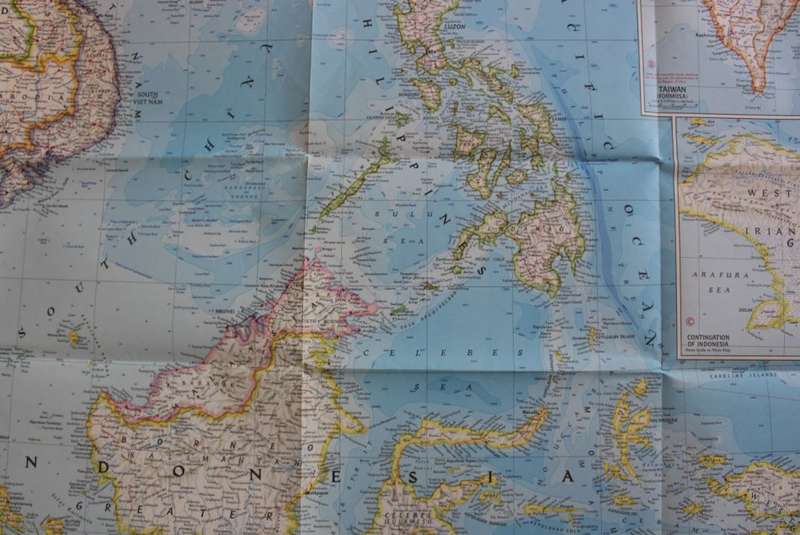 Vintage National Geographic Folded Map of South East Asia December 1968