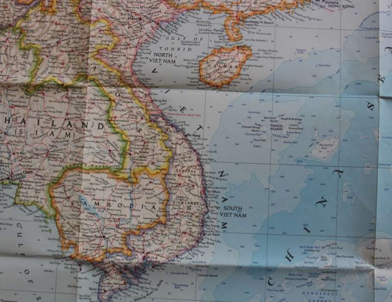 Vintage National Geographic Folded Map of South East Asia December 1968