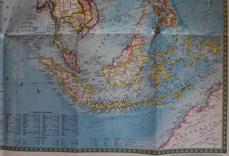 Vintage Large National Geographic Folded Map of Asia March 1971