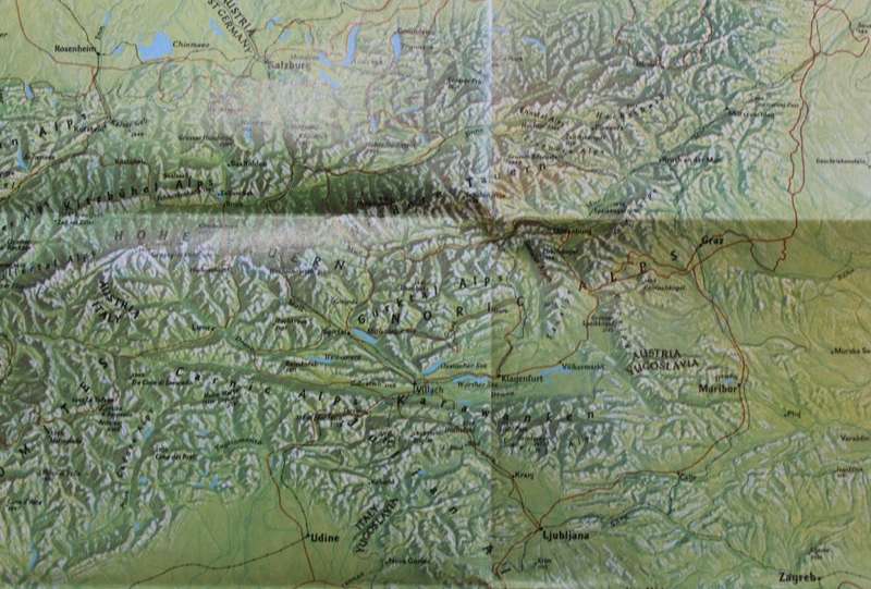 National Geographic Folded Map of the Alps April 1985
