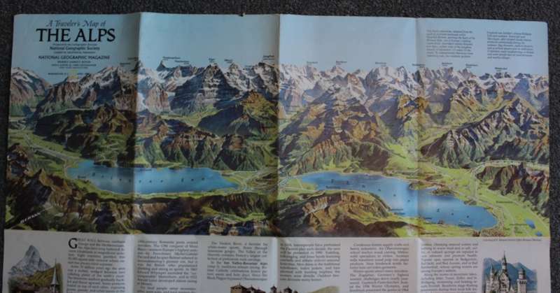 National Geographic Folded Map of the Alps April 1985
