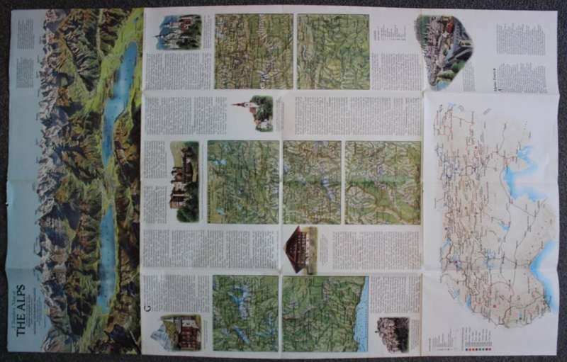 National Geographic Folded Map of the Alps April 1985